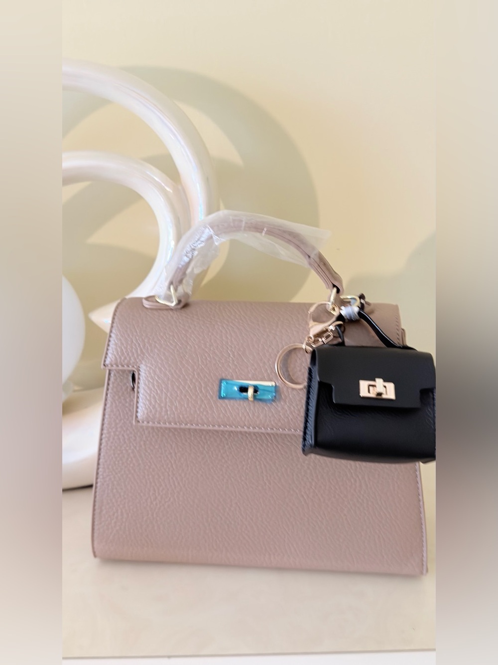 Classic Structured Top-Handle Satchel in khaki,  Wine red and coffee colors.